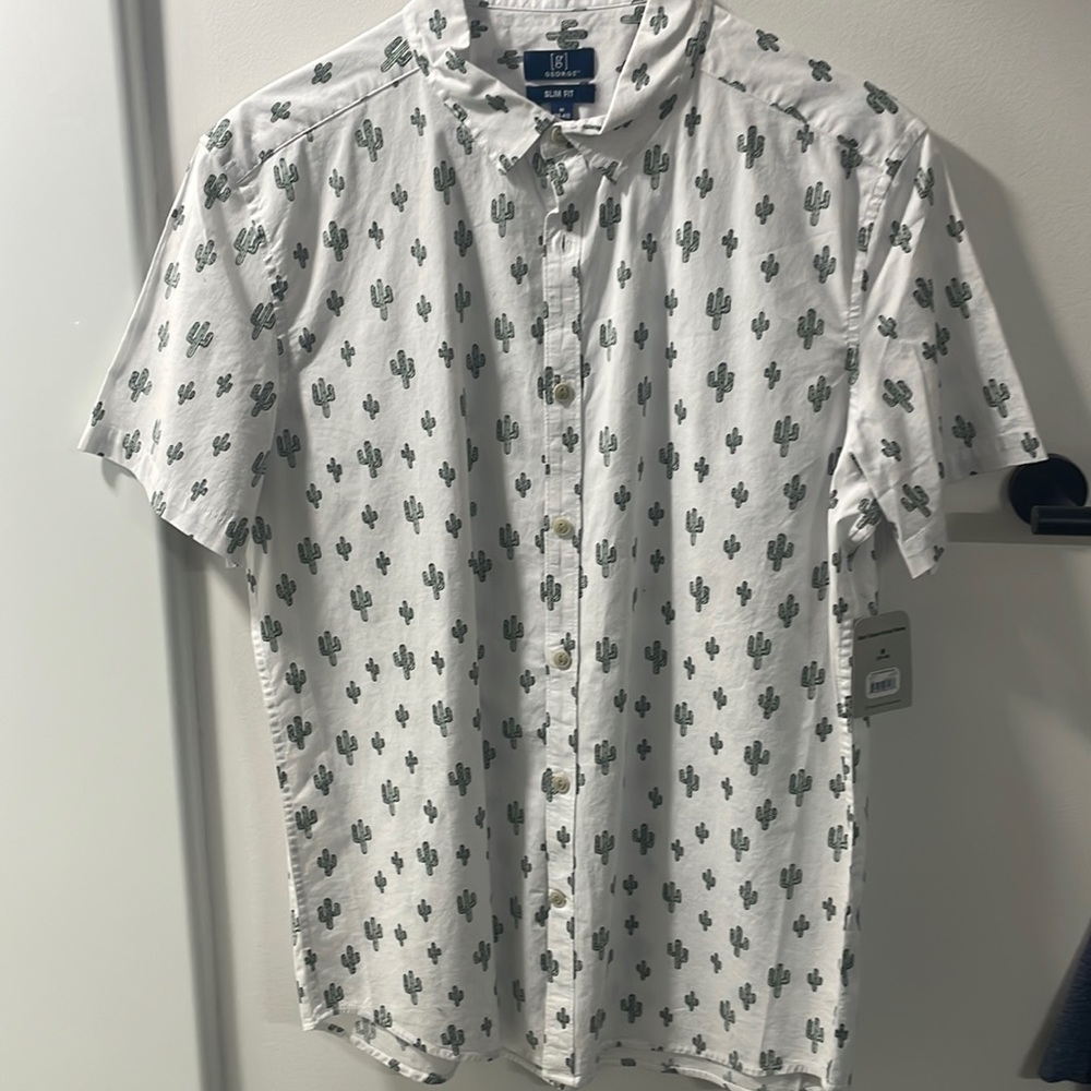 Brand new Men’s short-sleeved button down; Cactus print